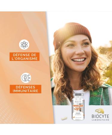 BIOCYTE Immune 360 - Immune System & Natural Defense - Vitamins C D Zinc Echinacea Black Garlic Propolis L-lysine - Dietary Supplement 30 capsules - Vegetarian Made in France - Buy Online on GoSupps.com