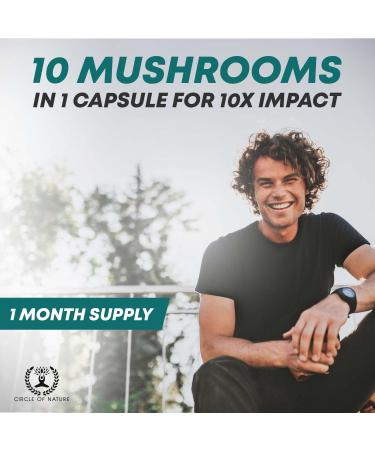 Brain Booster Mushroom Complex Supplement, Natural Mood Uplifter with 10 Function Mushrooms, Lions Mane, Reishi, Cordyceps and 7 More in Capsules 1330mg Made in USA, 60 Capsules - Buy Online on GoSupps.com