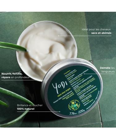 YODI - Hair Mask - Ideal Aloe Argan - Nourishes & Strengthens - Aloe Vera & Organic Argan Oil - 100% Natural Origin - Vegan - Made In France - Dry Colored Curly Hair - 220g - Buy Online on GoSupps.com