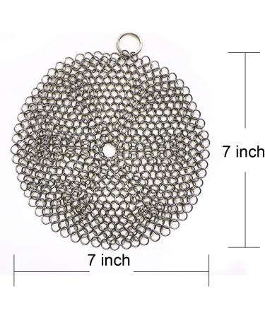 HOVhomeDEVP 316 Stainless Steel Cast Iron Cleaner - 7 Inch Chainmail Scrubber for Pre-Seasoned Pans, Dutch Ovens, and Skillets - Buy Online on GoSupps.com