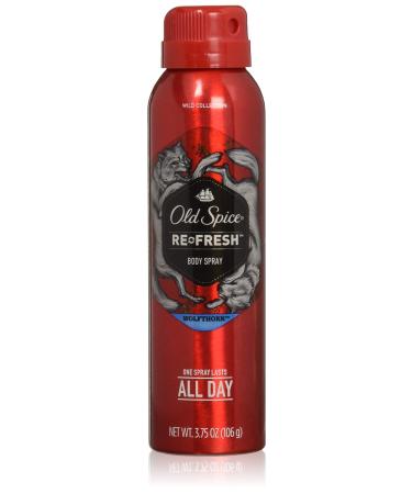 Old Spice Wild Collection Re-Fresh Deodorant Body Spray Wolfthorn 3.75 oz (Pack of 4)