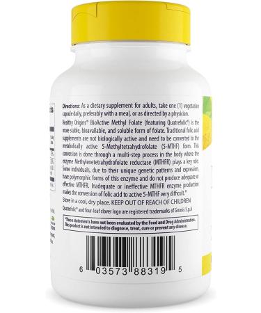 Healthy Origins Methyl Folate 800 mcg with Quatrefolic - Bioavailable Folate Supplement - Buy Online on GoSupps.com