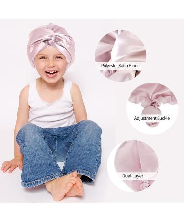 Arqumi Kids Double-Layer Satin Hair Bonnet - Adjustable Pink Sleep Cap for Girls - Buy Online on GoSupps.com