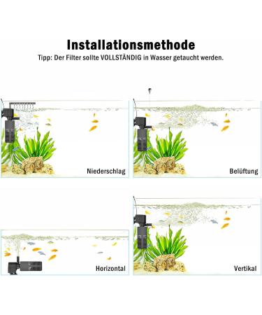 AQQA 4-in-1 Aquarium Filter Pump - 450L/H Adjustable Internal Filter for Tanks Up to 120L | Strong Current & Energy Efficient (12W) - Buy Online on GoSupps.com