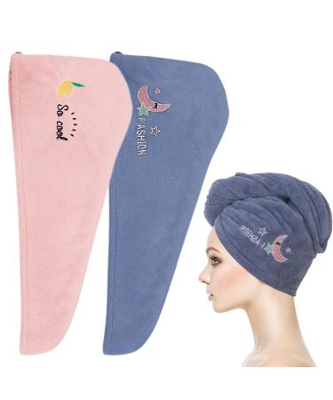 2 pieces of hair turban microfiber Towel hair cloth quickly drying hair drying towel ladies hair towel turban towel pink with button turban towel dry hair cap for long hair children - Buy Online on GoSupps.com