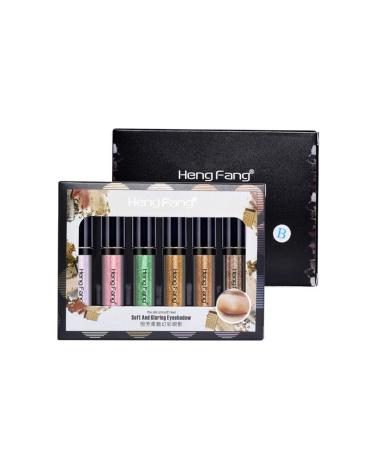 kishi 6 Colors Eyeshadow Set Metal Liquid Eyeshadow Magnificent Metals Glitter and Glow Liquid Eyeshadow Sustainable Outstanding B:7-12#