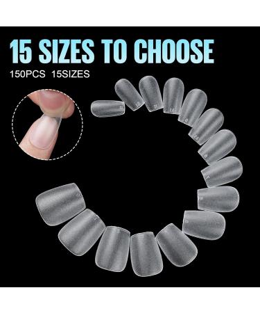 Tomicca Ultra Short Gel Nail Tips - 150 Pcs Soft Full Cover Coffin Nail Tips Set with Glue | Professional Salon Quality - 15 Sizes - Buy Online on GoSupps.com