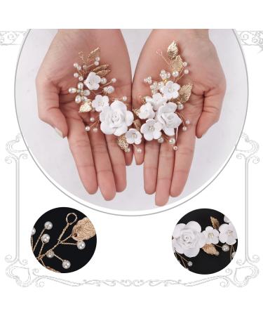 Flower Headband Bridal Headband for Women Boho Headpiece Hair Vine Girls Hair Accessories Bridal Bridesmaid Wedding Headpiece Pearl Flower Leaf Headpieces Hair Floral for Wedding Prom Party(Gold) - Buy Online on GoSupps.com