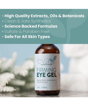 Eva Naturals Anti-Aging Eye Gel - Hydrating Cream for Dark Circles, Puffiness & Wrinkles - 2 Pack with Hyaluronic Acid & Peptides - Buy Online on GoSupps.com