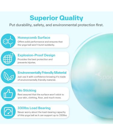 Sportneer Exercise Ball - Extra Thick Yoga Ball with Barre Ball and Quick Pump | Anti-Burst & Slip Resistant Fitness Ball for Home Gym | 65cm Green - Buy Online on GoSupps.com
