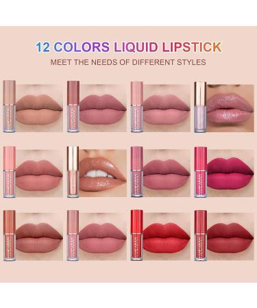 Zhiaek 12-Piece Matte Liquid Lipstick Set - Waterproof Long-Lasting Nude Gloss Gifts - Buy Online on GoSupps.com