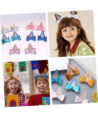KOMBIUDA 6 Pairs hair clips hair bows clips hair bow clips for party cat ears hairpin cat cosplay hair barrette small hairpins duckbill clip issue card headgear child cute decorate fabric - Buy Online on GoSupps.com