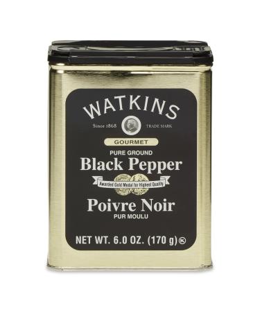 Watkins Gourmet Spice Tin Pure Ground Black Pepper 6 oz. Tin 1-Pack