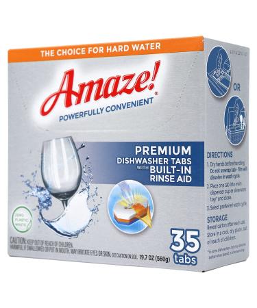 Amaze! Premium All-in-One Dishwasher Tablets - Powerful Hard Water Performance (1 Pack of 35 Tablets) 35 Count (Pack of 1)