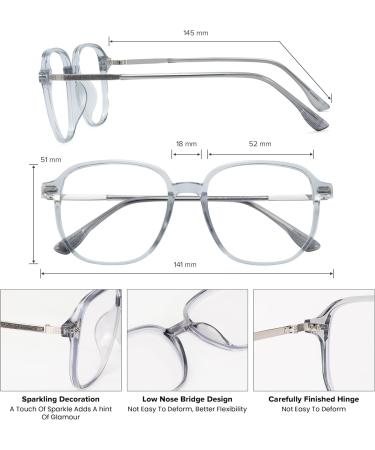 GUDVUE Blue Light Glasses for Men & Women - Anti Glare UV400 Eye Strain Relief for Computer Gaming TV & Phones - Stylish Grey/Silver Frames - Buy Online on GoSupps.com