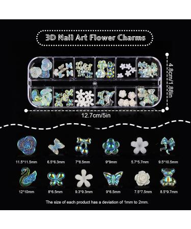 36 Grids 3D Acrylic Butterfly Flower Nail Jewelry Bear Nail Jewelry 3D Nail Jewelry Flat Nail Jewelry Stars AB Gemstones Stones Pearls Gold Metal Nails for DIY Nail Art Design Jewelry Making - Buy Online on GoSupps.com