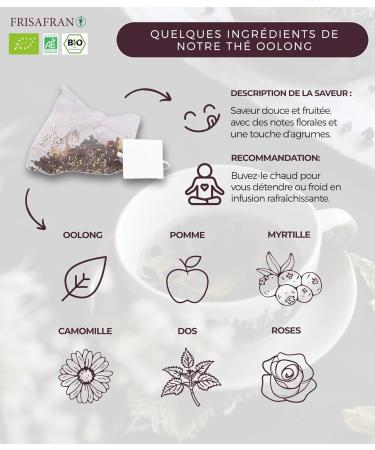 FRISAFRAN | Th Oolong nergisant Bio 15Un | 30g | Purifiant | Rajeunissant | Th Oolong bleu authentique | th oolong | Infusion de plantes Oolong | naturel | antioxydant et drainant | d purative Ooleng 15 pyramides biod gradables - Buy Online on GoSupps.com