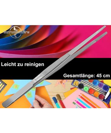 High-Quality 45 cm Stainless Steel Straight Tweezers with Internal Teeth for Precision | International Shipping Available - Buy Online on GoSupps.com