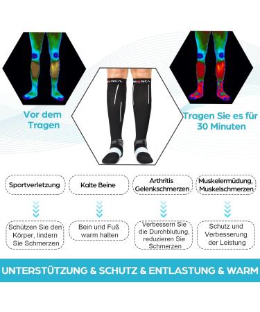 NEENCA Compression Stockings 20-30mmHg | Medical Support Socks for Pain Relief & Sports | Unisex Black & White - 1 Pair - Buy Online on GoSupps.com