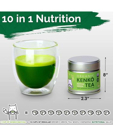KENKO Matcha Green Tea Powder - USDA Organic Ceremonial Grade Japanese Green 30g (1oz) - Buy Online on GoSupps.com