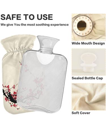 Naanle Retro Japanese Cherry Blossom Hot Water Bottle - 1L Transparent Heat Bottle for Back Pain Relief & Warmth Therapy - Buy Online on GoSupps.com