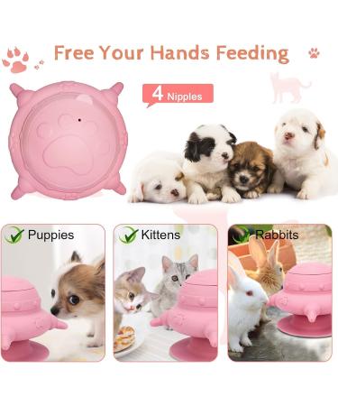 Puppy Feeders for Multiple Puppies Newborn Pets Cat & Dog Milk Feeder Kittens Puppies Feeding Bowl 240ml Small Dog Bubble Feeding Device with 4 Nipples Puppy Bottles for Nursing Puppy (Pink) - Buy Online on GoSupps.com