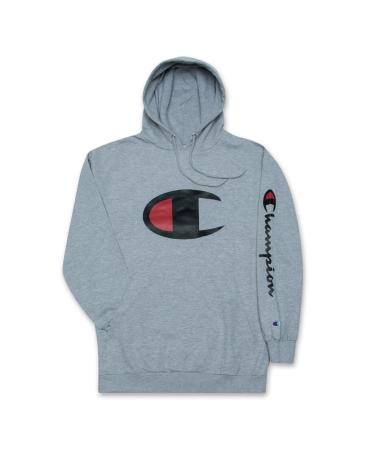 Champion Hoodie for Men Big And Tall Mens Oversized Pullover Fleece Sweatshirt 3X Heather Grey