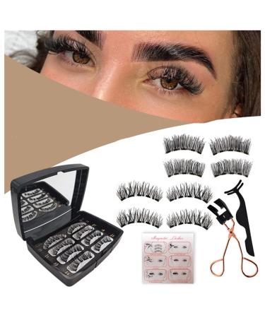 Magnetic Falsies Eyelash Kit with Auxiliary Clip Reusable Natural Look 3D Dual Magnets Extension Soft No Damage No Glue For Women Makeup