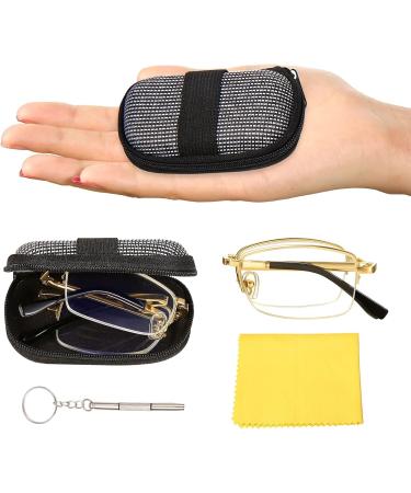 Buy Sangaimei Foldable Anti-Blue Light Reading Glasses for Men & Women - 304 Stainless Steel Hard Shell Case Black - Perfect Computer Glasses - 1.0x Magnification - Buy Online on GoSupps.com