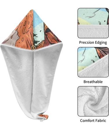 Cartoon Dinosaurs Hair Towel 2 Pack - Super Absorbent Quick Dry Turbans for Women & Girls | Perfect Hair Drying Solution - Buy Online on GoSupps.com