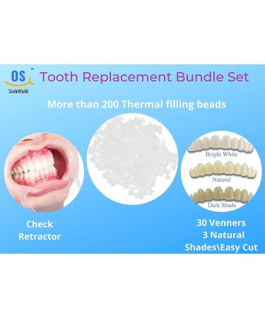 Temporary Tooth Replacement Kit Bundle Set - 30 Fake Teeth in 3 Shades - Includes Temp Tooth Beads, Lip Expander, and 200 Thermal Beads - DIY Tooth Replacement Solution - Buy Online on GoSupps.com