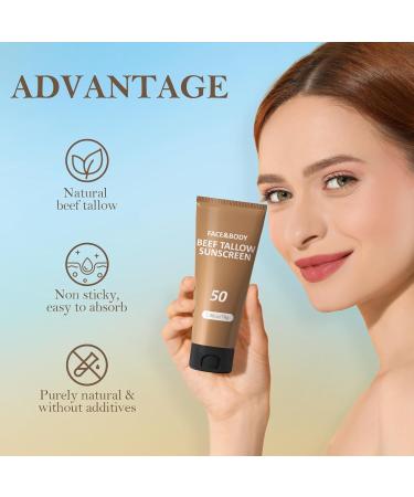 Beef Tallow for Skin Tallow Sunscreen Beef Tallow Sunscreen Unscented Grass-Fed Beef Tallow Natural Moisturizing Cream for All Skin Type Deep Hydration Non Greasy Anti White Cast - Buy Online on GoSupps.com