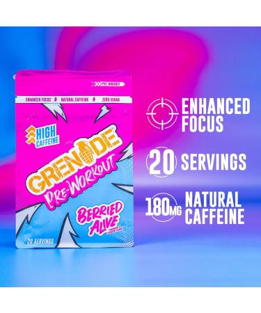 Grenade High Caffeine Pre Workout Powder 20 Servings - Berried Alive 330g - Buy Online on GoSupps.com