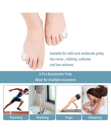 Pinky Toe Separator Gel Bunionette Protector - 6 PCS Tailors Bunion Little Toe Cushions for Pain Relief and Corn Callus Blisters - Buy Online on GoSupps.com