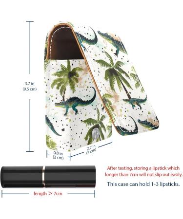 Luxury Leather Lipstick Case with Mirror - Mini Lip Gloss Organizer | Stylish Dot Palm & Crocodile Design - Buy Online on GoSupps.com
