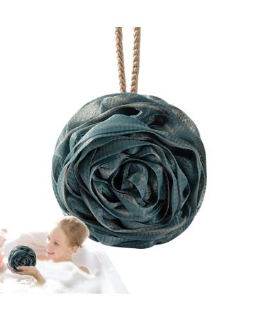 Soft Bath Balls | Rose Large Bath Balls Women & Men Skin Friendly Body Scrubber Soft Shower Balls with Lanyard for Home Blue