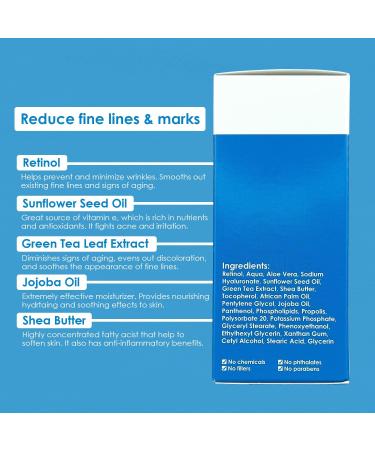 Retinol Cream for Face - Best Skin Moisturizer for Face & Neck | Helps With Dry Skin Firmness & Skin Tone | Made with 1% Retinol (1.7 fl.oz/50 ml) - Buy Online on GoSupps.com
