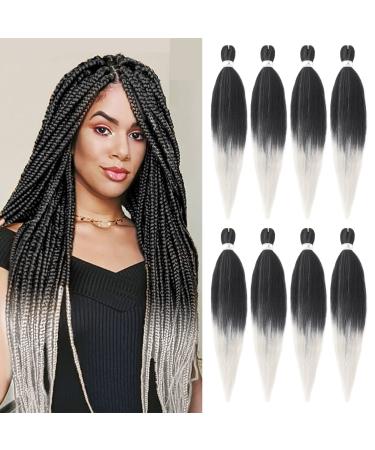 Beyond Beauty 8 Packs Pre Stretched Braiding Hair Synthetic Yaki EZ Braiding Coi Leray Braids Knotless Braiding Hair Extensions Pre Stretched Hot Water Setting Crochet Braids 26Inch(1B-Silvery) 8Packs-26Inch T1B-Silvery