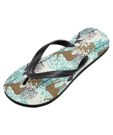 Mnsruu Winter Animal Deer Tree Snow Flip Flops - Cozy XXL Sandals for Men & Women | Home Hotel Spa Travel - Buy Online on GoSupps.com