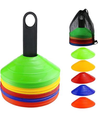 Faxco 50 Pcs Soccer Cones with Holder - Field Cone Markers for Football Training - Outdoor Sports Games Supplies (5 Colors) - Buy Online on GoSupps.com