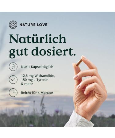 Buy Nature Love Calm - 120 Capsules with Ashwagandha Rhodiola Rosea & B Vitamins - Vegan High-Dose Lab-Tested - Made in Germany - Buy Online on GoSupps.com