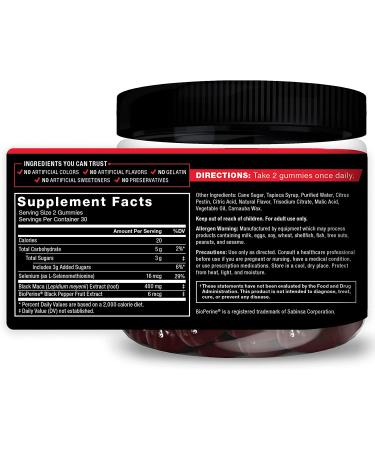 Force Factor Black Maca Gummies - Increase Energy & Strength with Black Maca Root, BioPerine for Absorption - Passion Berry Flavor - 60 Gummies - Buy Online on GoSupps.com