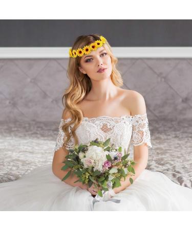 3Pcs Sunflower Daisy Headbands for Women - Adjustable Hair Wreath Garland for Hippie, Boho, Bridal & Parties - Buy Online on GoSupps.com