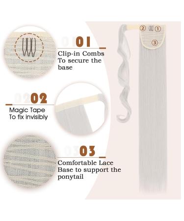Tess Ponytail Extension - 66 cm Silver-Gray Smooth Braid | 100g Long Hair Extension for Stunning Styles - Buy Online on GoSupps.com