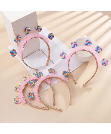 amangul Toddler Pleated Lace Lollipop Shape Headband Amusement Park Children Day Party Festival Hair Hoop for Couple Headpiece(4) - Buy Online on GoSupps.com