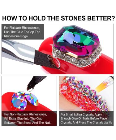 Nail Art 8ml Rhinestone Glue Gel Adhesive Set for Gem Stones - LED Lamp Cure Needed | Includes LED Glue Brush Tools, Pickup Pencil, and Tweezer | UV Rhinestones Glue Kit - Buy Online on GoSupps.com