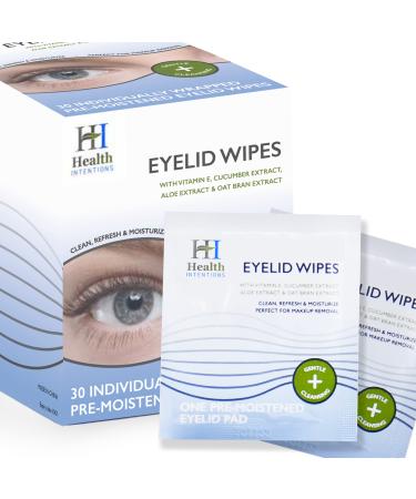 Health Intentions Eyelid Wipe Treatment for Blepharitis  Demodex  Allergic Red Eye Wipes  Itchy Eye  Stye Eye  Exfoliating  Hypoallergenic Pre-Moisten Eyelid Scrub Cleanser and Moisturizer Pads