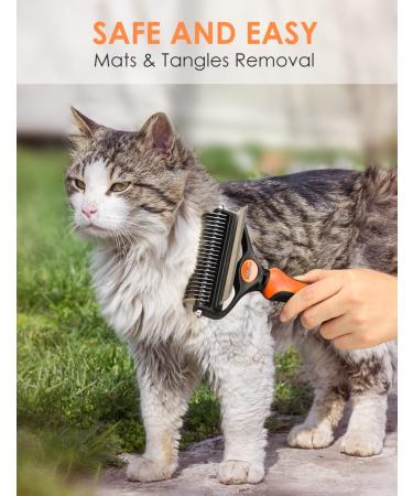 Malsipree 2-in-1 Dog & Cat Brush - Ultimate Pet Fur Care for Long & Short Hair - Big Orange Brush for De-Shedding & Knot Prevention - Buy Online on GoSupps.com