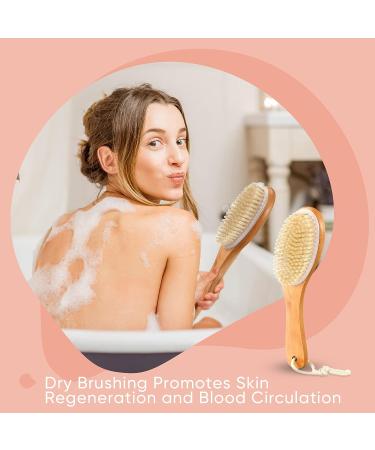 2-Piece Natural Boar Bristle Body Brush Set for Dry Skin Exfoliation - Buy Online on GoSupps.com