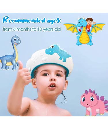 2 Pack Baby Shower Cap for Kids - Dinosaur Design | Toddler Bath Hat and Shampoo Shield | Head Protector for Safe Hair Washing | Blue - Buy Online on GoSupps.com